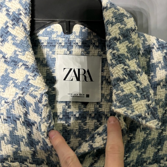 Zara Houndstooth Pearl Button Textured Shacket Womens Size Medium - Picture 4 of 4